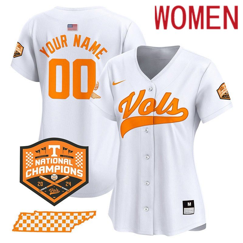 Women Tennessee Volunteers White 2024 Nike Champions Vapor Premier Limited Custom NCAA Jersey